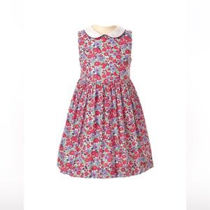 Rachel Riley Red and Blue Floral Dress Peter Pan Collar. Size 4.
